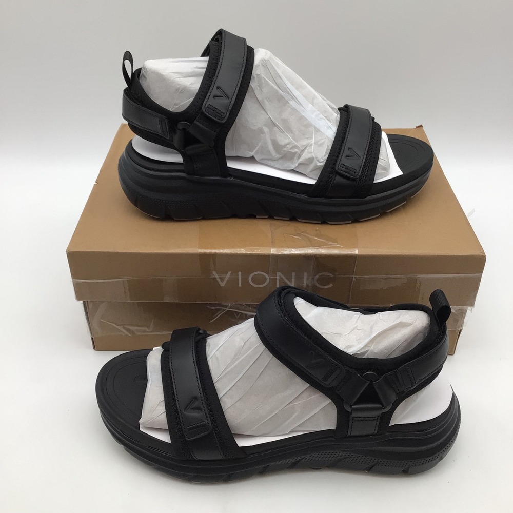 Vionic WMX Walk Max Wanderer Womens Size 8 M Black Strappy Walking Sandals NEW